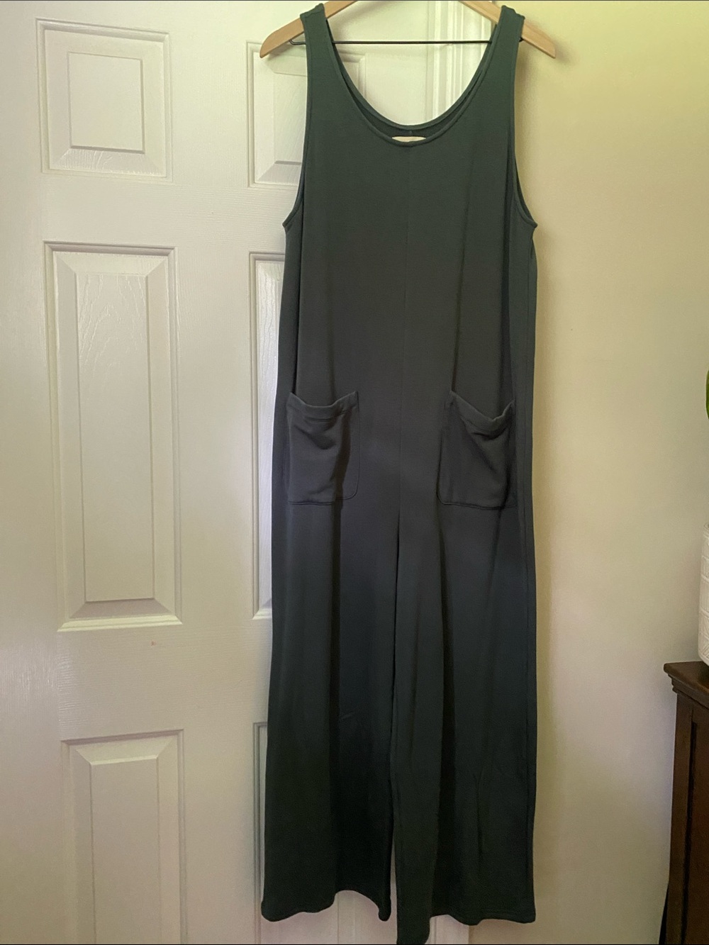 Madewell Dark Green Sleeveless Maxi Jumpsuit with Pockets